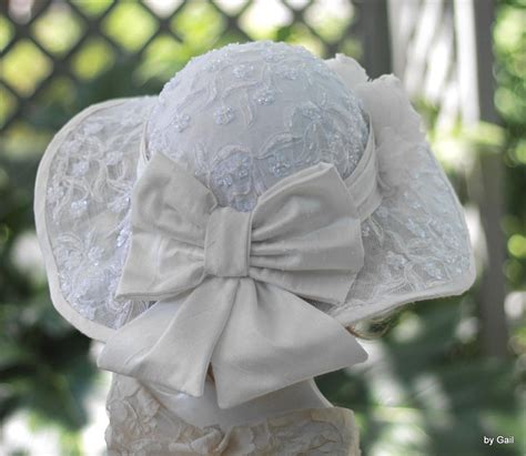 Buy Hand Made Wide Brim Elegant Hat Lace Bridal Wedding In A Vintage