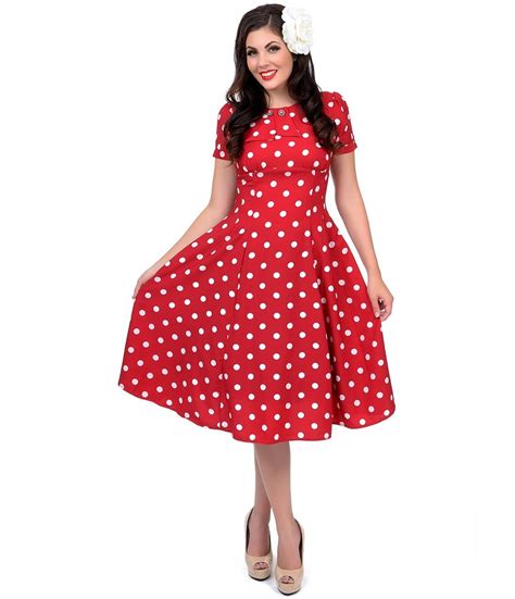Red And White Polka Dot Madden Swing Dress Swing Dress Vintage Dresses Modest Dresses Casual