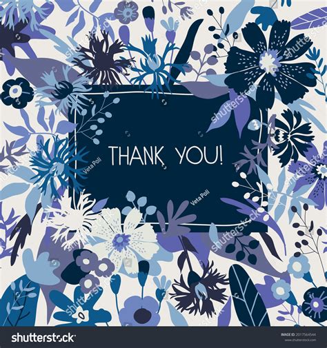 Illustration Blue Flowers Caption Thank You Stock Vector Royalty Free