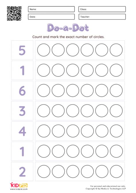 Do A Dot Counting Worksheets For Kids Kidpid