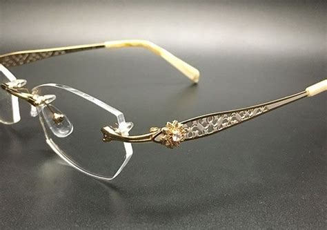 Fashion Vintage Rimless Eyeglass Frame With Rhinestore For Women Optical Prescription Rimless