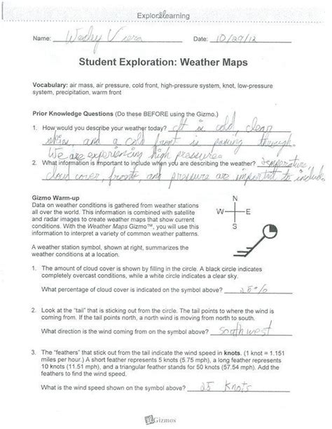 Kesler Science Weather Maps Student Lab Sheet Answer Key Weathersb