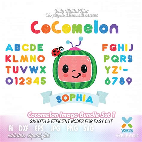 Cocomelon SVG Logo and Banner Name Printable Birthday Alphabet Font