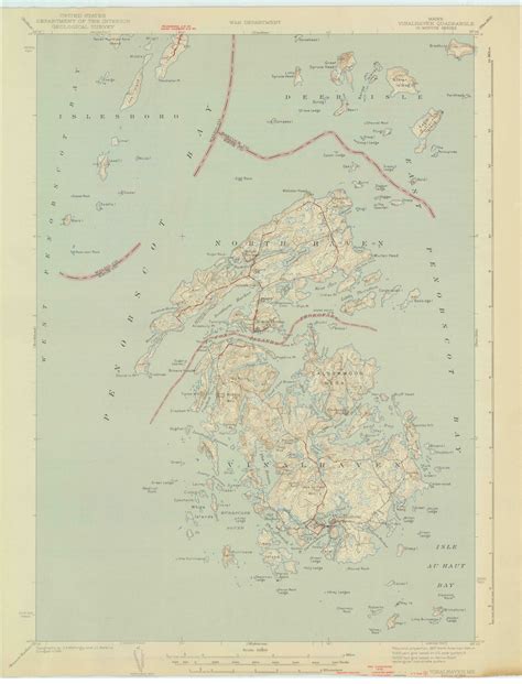 Vinalhaven Maine 1944 1944 Usgs Old Topo Map 15x15 Quad Old Maps