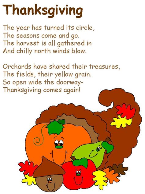 Thanksgiving Poems For Church Kids Preschoolers Inspirational Poems