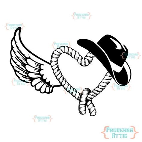 Cowboy Cowgirl Hat On Rope Heart Printable Screenprint Vinyl Etsy