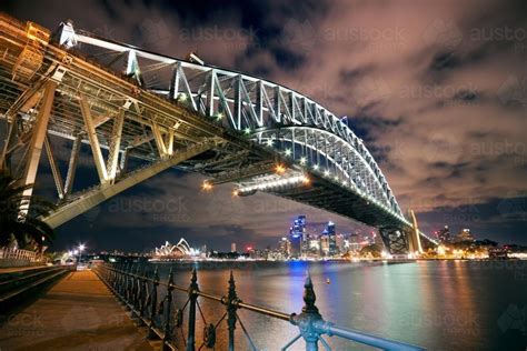 Image Of Looking Up At The Sydney Harbour Bridge At Night Austockphoto