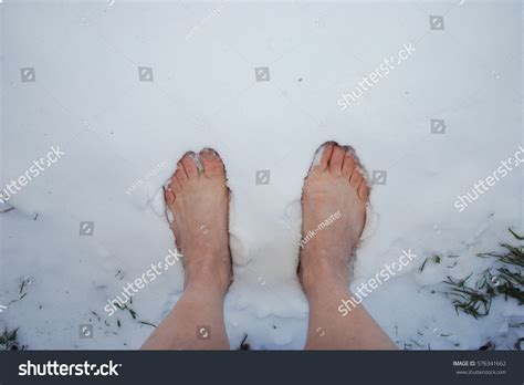 Mens Bare Feet Snow Stock Photo 576341662 Shutterstock