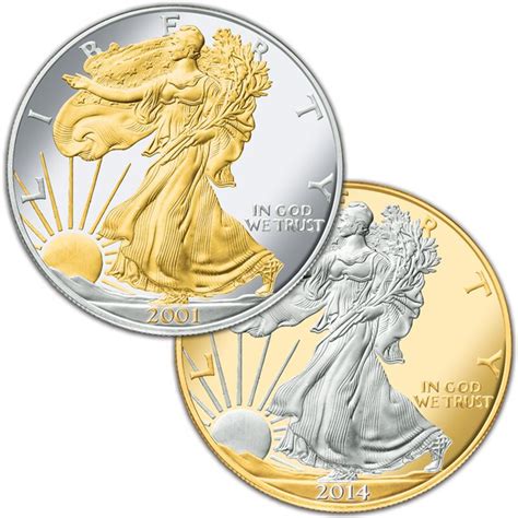 Platinum And Gold Highlighted American Eagle Silver Dollars