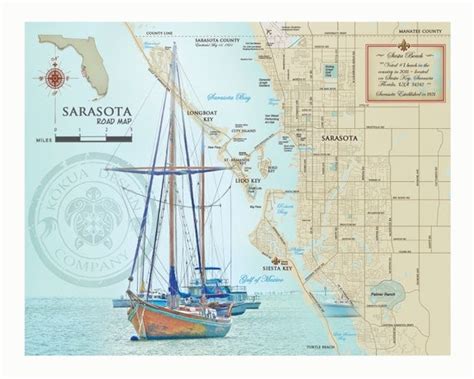 Sarasota And Siesta Key Area Artistic Map