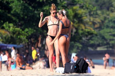 Doutzen Kroes And Candice Swanepoel In Bikinis At Espelho Beach In Bahia • Celebmafia