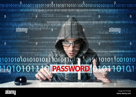 Young Geek Hacker Stealing Password Stock Photo Alamy