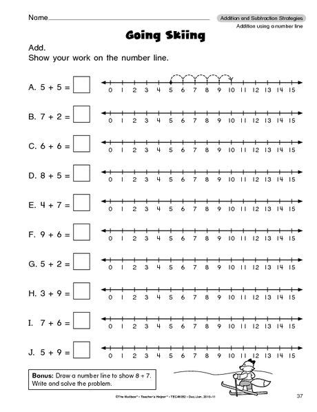 First Grade Number Line Worksheet