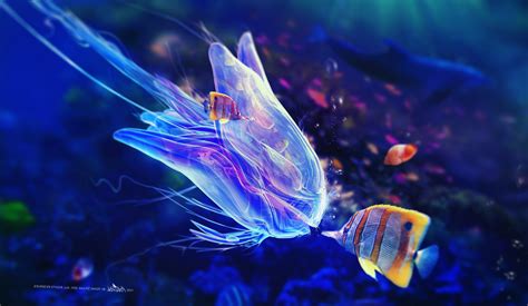 Blue Jellyfish Underwater Wallpapers Hd Desktop And