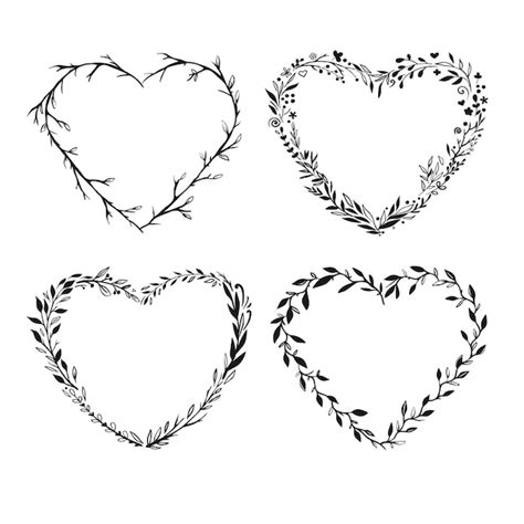Premium Vector Heart Shaped Frames Isolated On White Hand Drawn