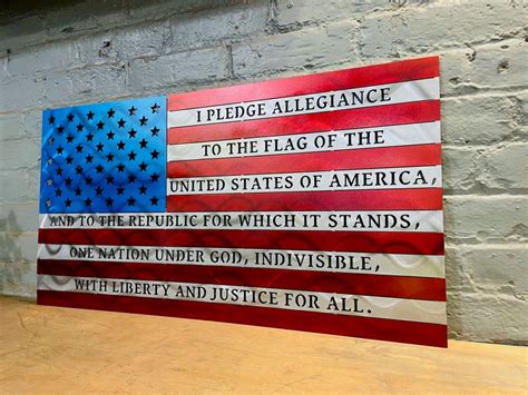 Pledge Of Allegiance Metal Flag American Flag Pledge Metal Etsy