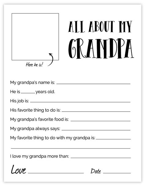 All About My Grandpa Printable Free