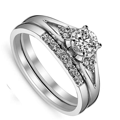 Affordable Diamond Bridal Ring Set For Women In White Gold Jeenjewels