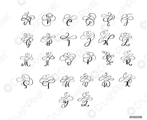 Calligraphic Vector Font Hand Drawn Stock Illustratio