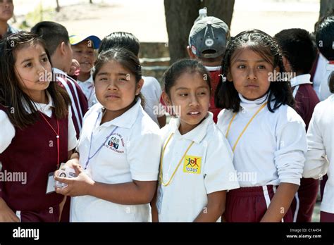 Faces Of Young Mexican Girls Grade School Children On School Outing To