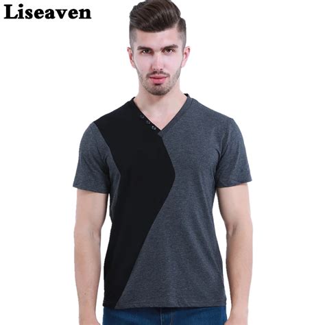 Liseaven Mens V Neck T Shirts Luxury Casual Slim Fit Stylish Short