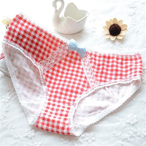 Womens Bowknot Panties Flower Lace Grid Pattern Low Rise Briefs Underwearwomens Panties