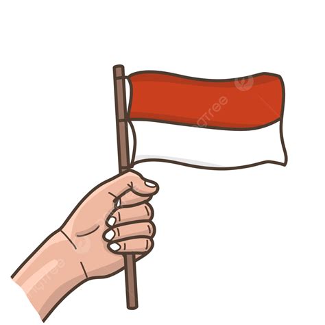 Mengepalkan Tangan Memegang Bendera Indonesia Bendera Merah Putih