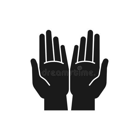 Black Isolated Icon Of Two Open Hands On White Background Silhouette