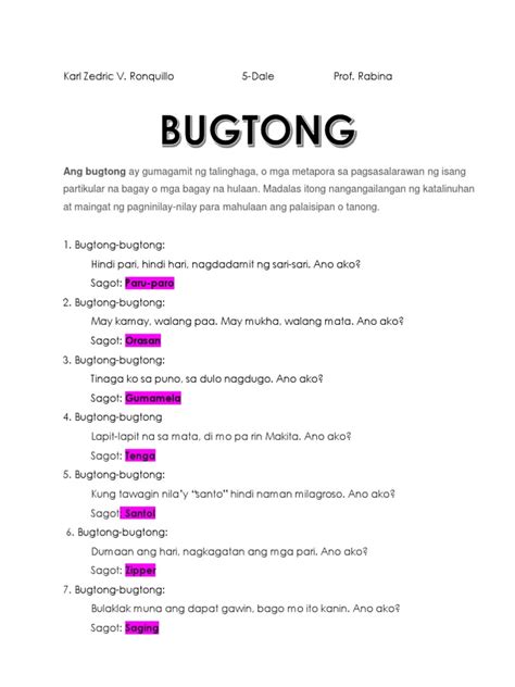 Bugtong Bugtongdocx