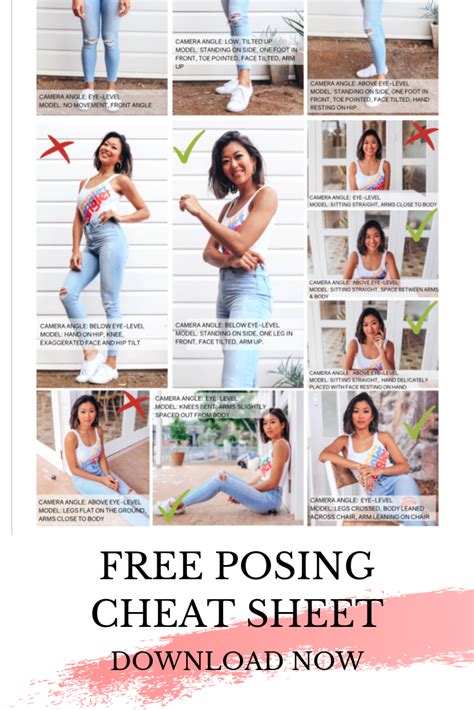 Free Posing Cheat Sheet Photography Posing Guide Poses Photography Tips