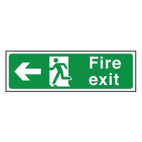 Fire Exit Left Arrow Safety Sign Vinyl Sticker 50mm X 150mm Facility