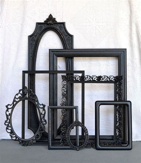 Black Ornate Vintage Frames Set Of 8 Upcycled Frames By Beautishe
