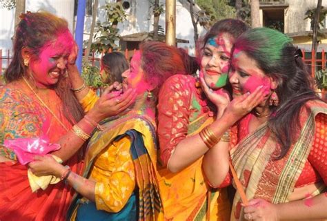 Students Play Holi During Basanta Utsav Celebrations Photosimages