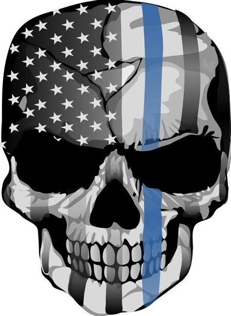 Thin Blue Line Decal Punisher American Flag Police Blue Line Decal