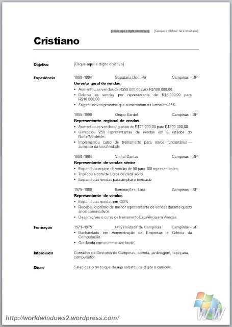 Curriculo Em Branco Para Preencher E Imprimir Cv 2 Paginas Images