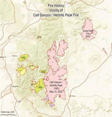 Fire History Map Calf Canyon Hermits Peak Fire May Wildfire Today