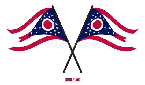 Two Crossed Waving Ohio Flag On Isolated White Background Stock Vector Illustration Of Blow