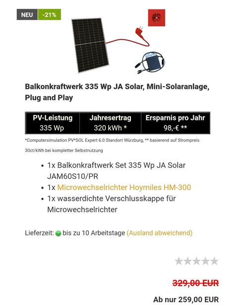 Alpha Solar W Balkonkraftwerk Mini PV Anlage X W Module Mit 53690 Hot