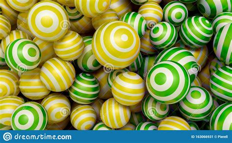 Abstract 3d Background With Multi Colored Balls Of Yellow And Green