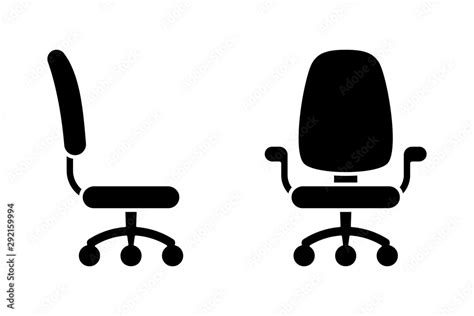 Plakat Office Chair Black And White Vector Icon Pictogram Set Front