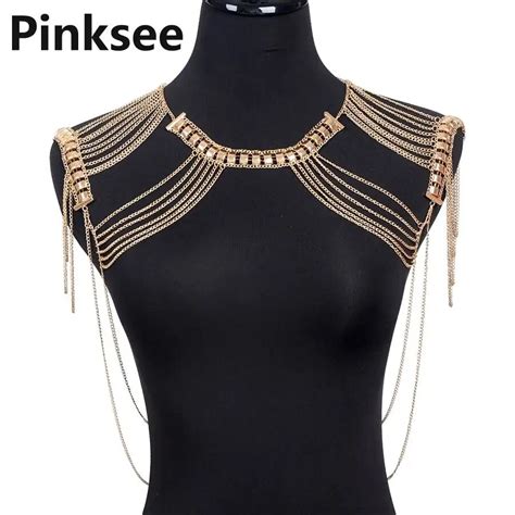 Womens Sexy Tassel Gold Color Body Belly Waist Chain Bikini Beach Harness Chains Necklace