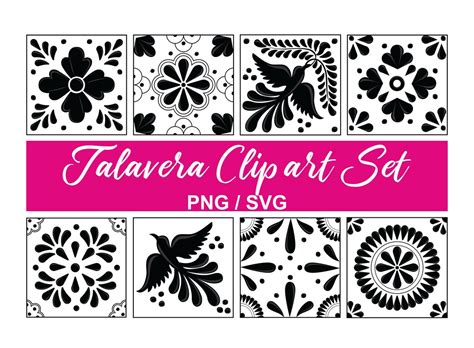 Mexican Talavera Clipart Set Beautiful Mosaic Designs In Hight