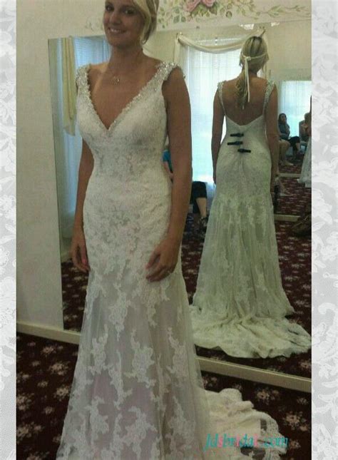 H1551 Strappy Sweetheart Neck Lace Sheath Wedding Dress 2554706 Weddbook