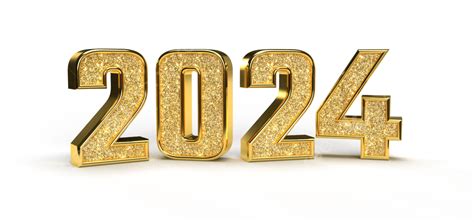 Feliz Año Nuevo 2024 Números Dorados 3d PNG dibujos Feliz Año Nuevo