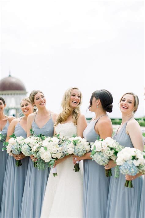 Dusty Blue And Blush Summer Wedding Dusty Blue Bridesmaid Dresses