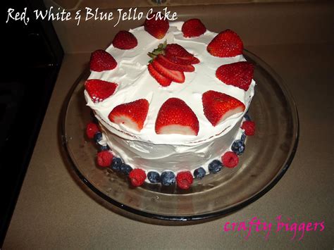 This red white and blue layered patriotic jello dessert makes a fun addition to fourth of july picnics or memorial day celebrations. Crafty Biggers: Red, White & Blue Jello Cake