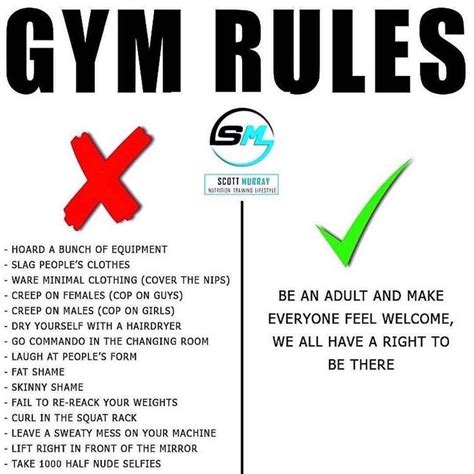 A Gym Rules Poster With Two Arrows Pointing To Each Other