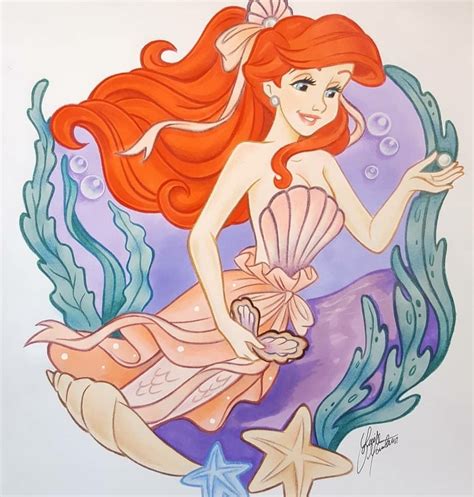Ariel As A Beautiful Pink Mermaid Disney Princess Art Goth Disney Princesses Cute Disney