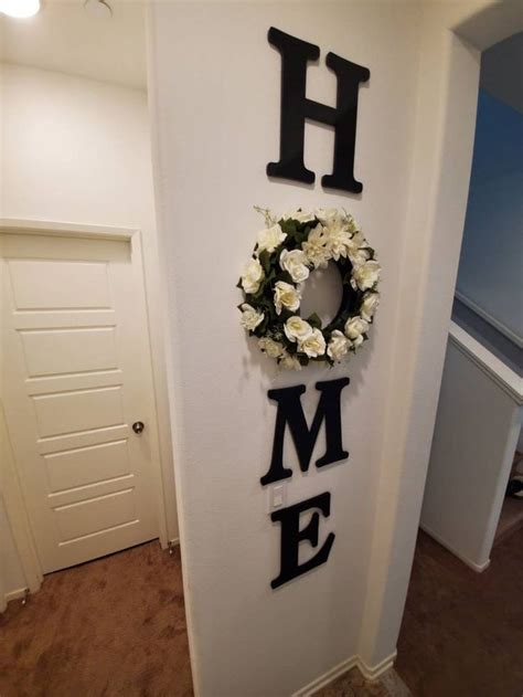 Home Wood Letters With Floral Wreath Etsy In 2020 Letter Wall