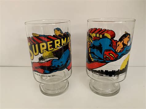 90s Vintage Superman Dc Comics Drinking Glass 1971 Superman